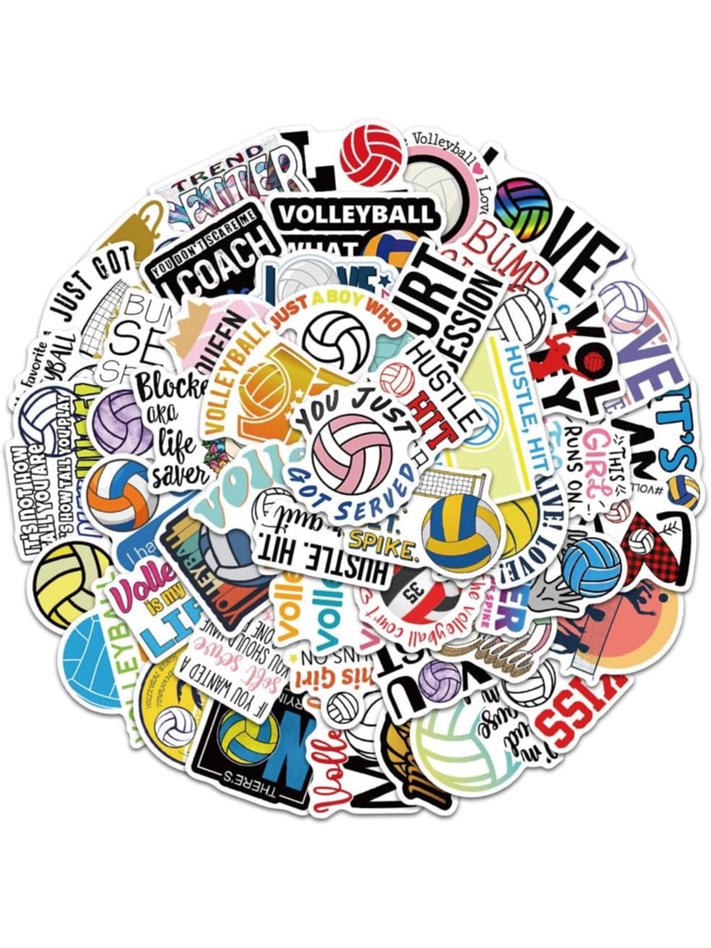 Volleyball Sticker Pack - Colorful Mixed Designs 50 pieces vinyl waterproof nwt